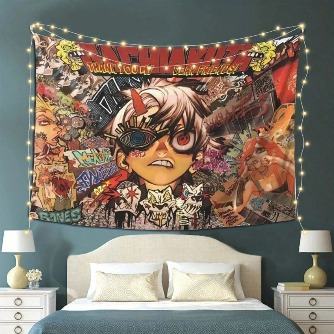 Gachiakuta Rudo Character Collage Tapestry