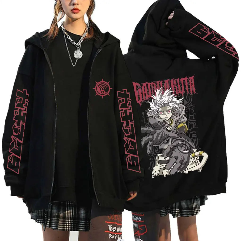 Anime Gachiakuta Rudo Graphic Gray Zipper Hoodie