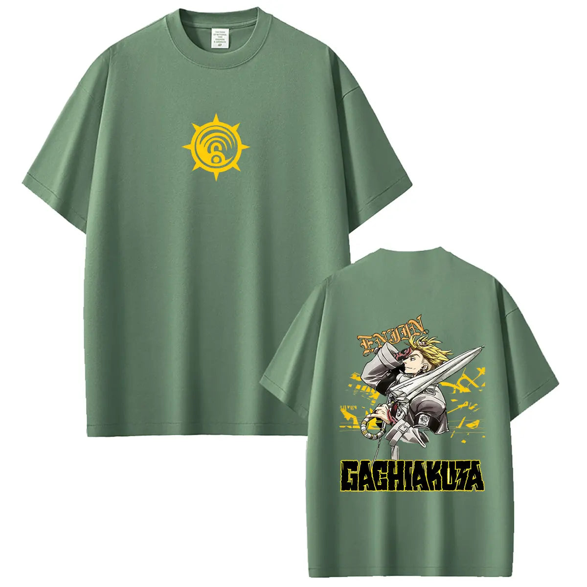 Gachiakuta Enjin Umbreaker Cleaner Army Green T-Shirt