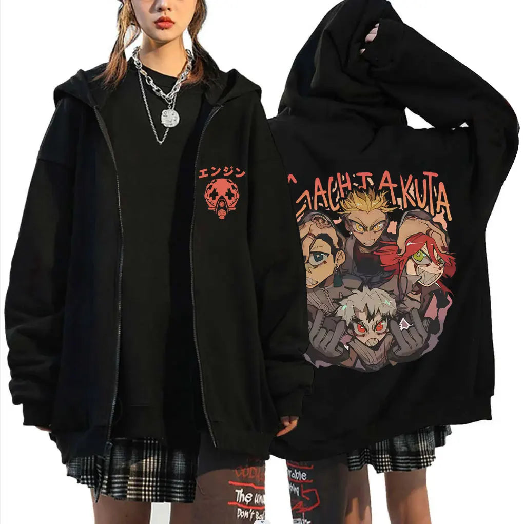Gachiakuta Anime Team Akuta Red Zipper Hoodie