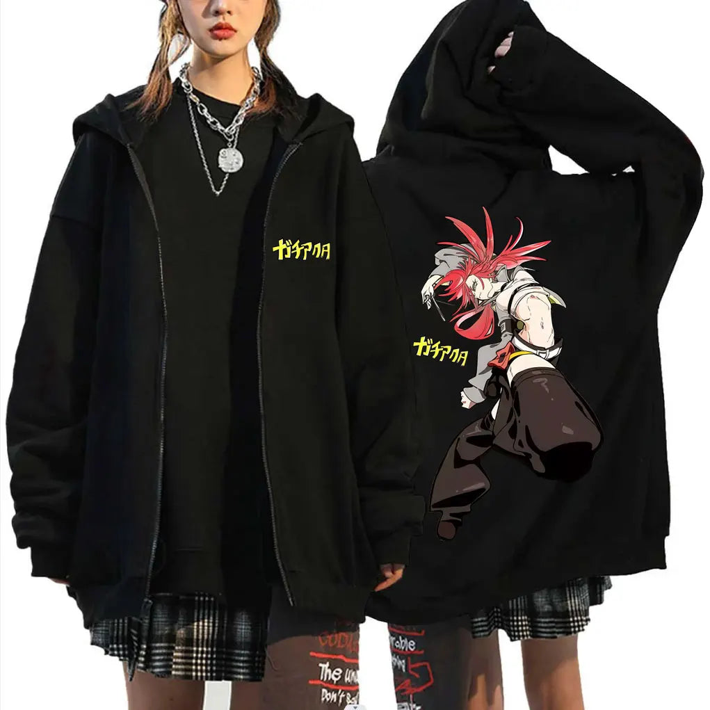 Anime Gachiakuta Riyo Red Zipper Hoodie