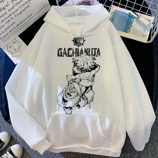 Gachiakuta Rudo “Monochrome Resolve” White Hoodie