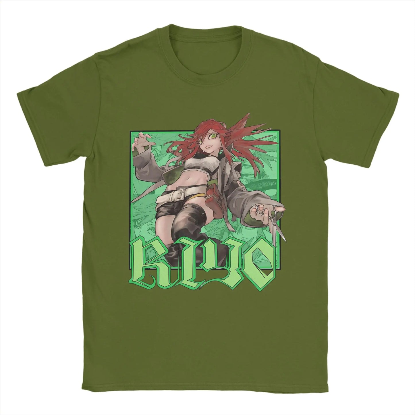 Anime Gachiakuta Riyo Reaper Army Green T-Shirt