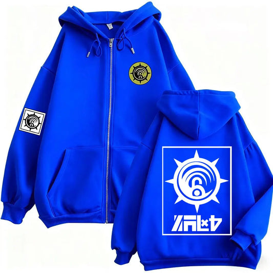 Gachiakuta Cleaner Emblem Blue Zip-Up Hoodie