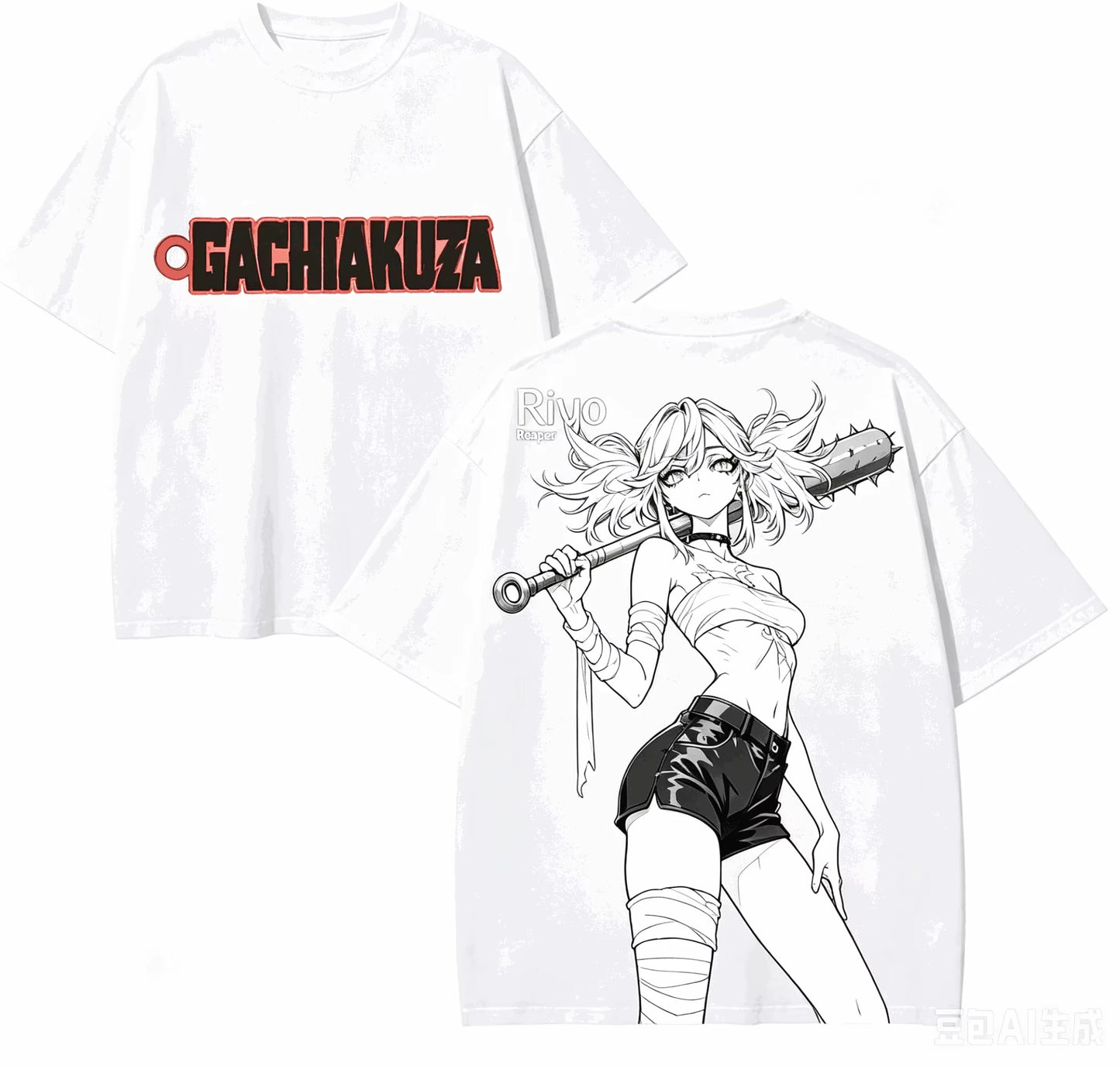 Gachiakuta Riyo Reaper White Front & Back T-Shirt