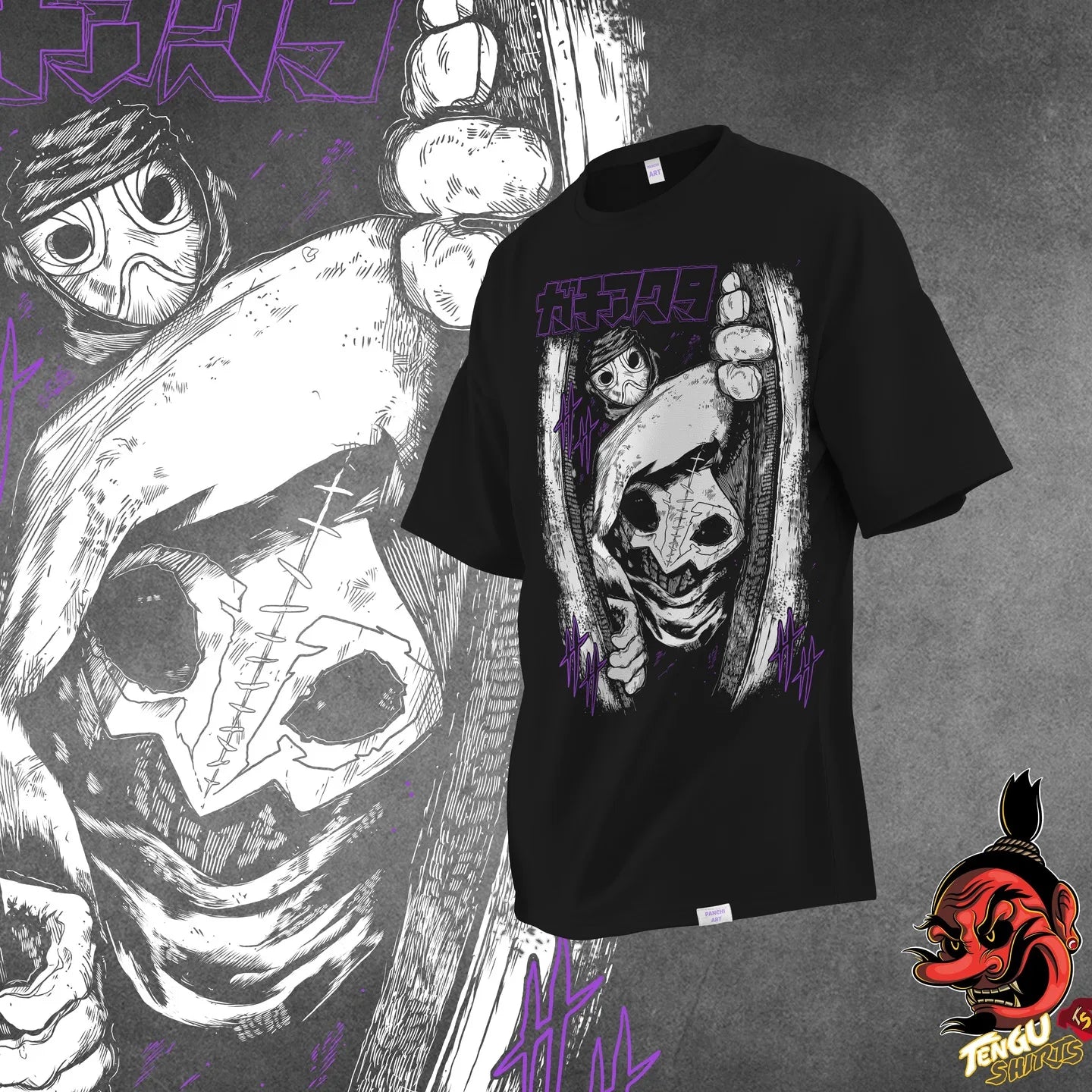 Anime Gachiakuta Masked Character Black T-Shirt – Horror