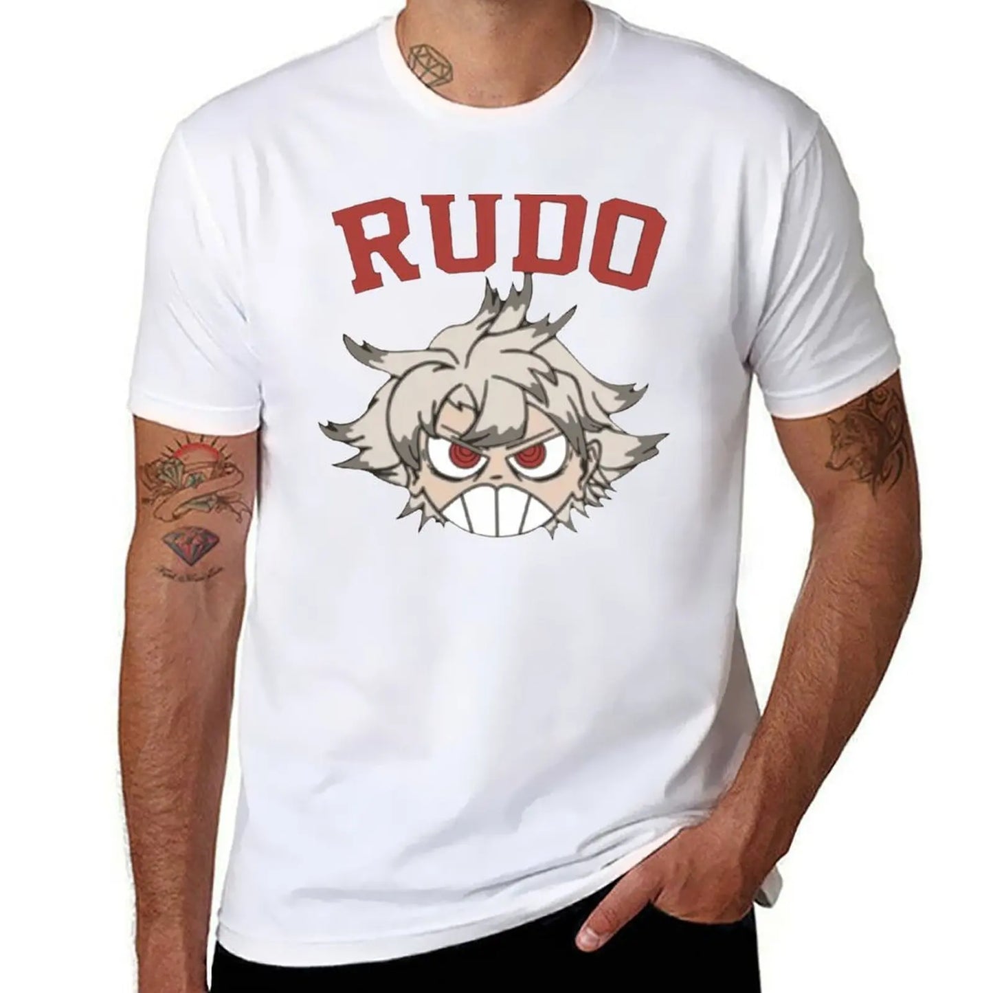 White Anime Gachiakuta Rudo Chibi Face T-Shirt