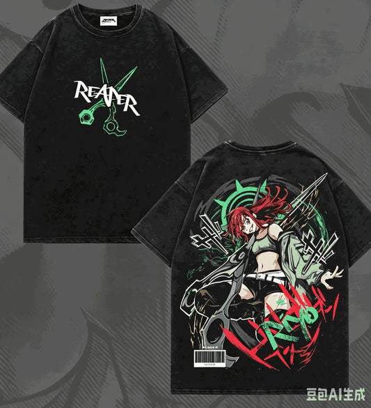 Gachiakuta Riyo Reaper Black Vintage T-Shirt