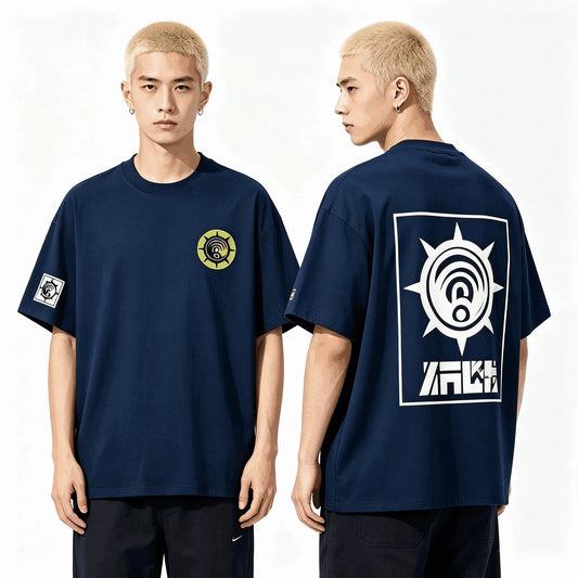 Gachiakuta Cleaner Emblem Navy Blue Oversized T-Shirt