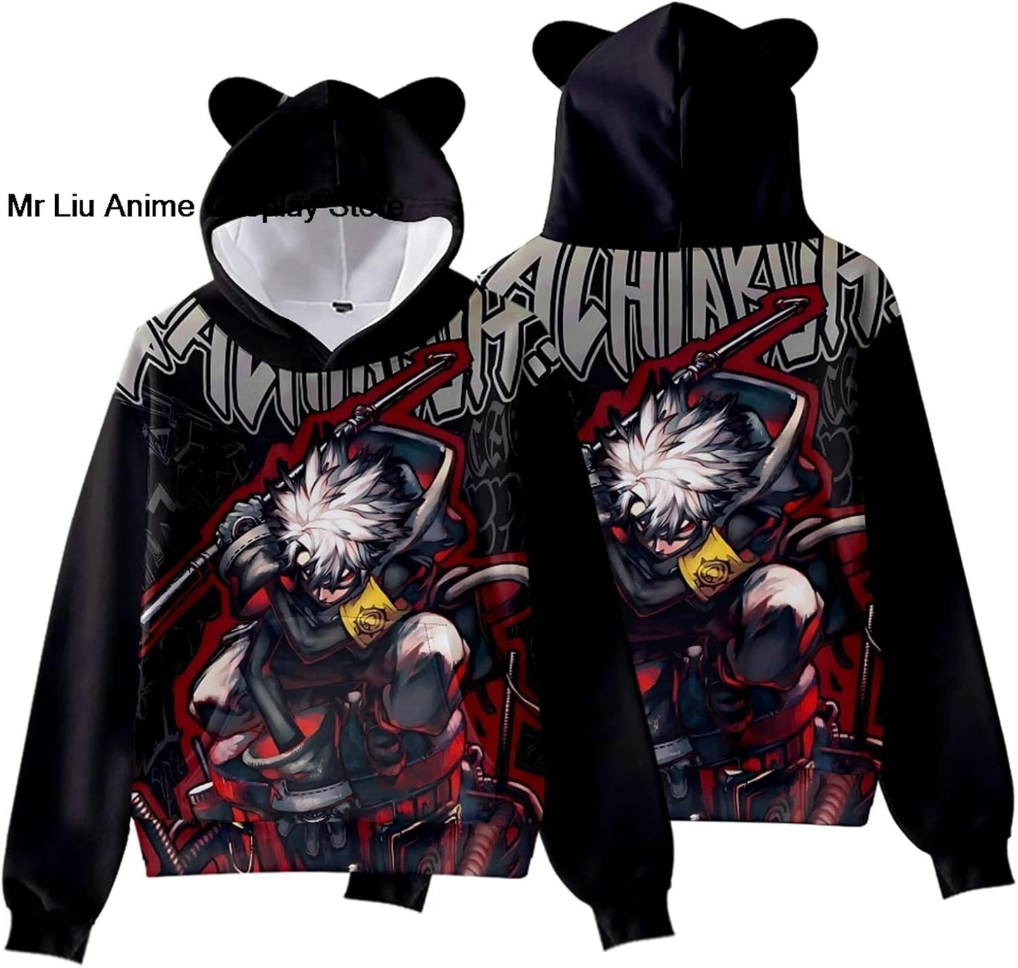 Gachiakuta Rudo Battle Hoodie – Bear Ear (Black & Red)
