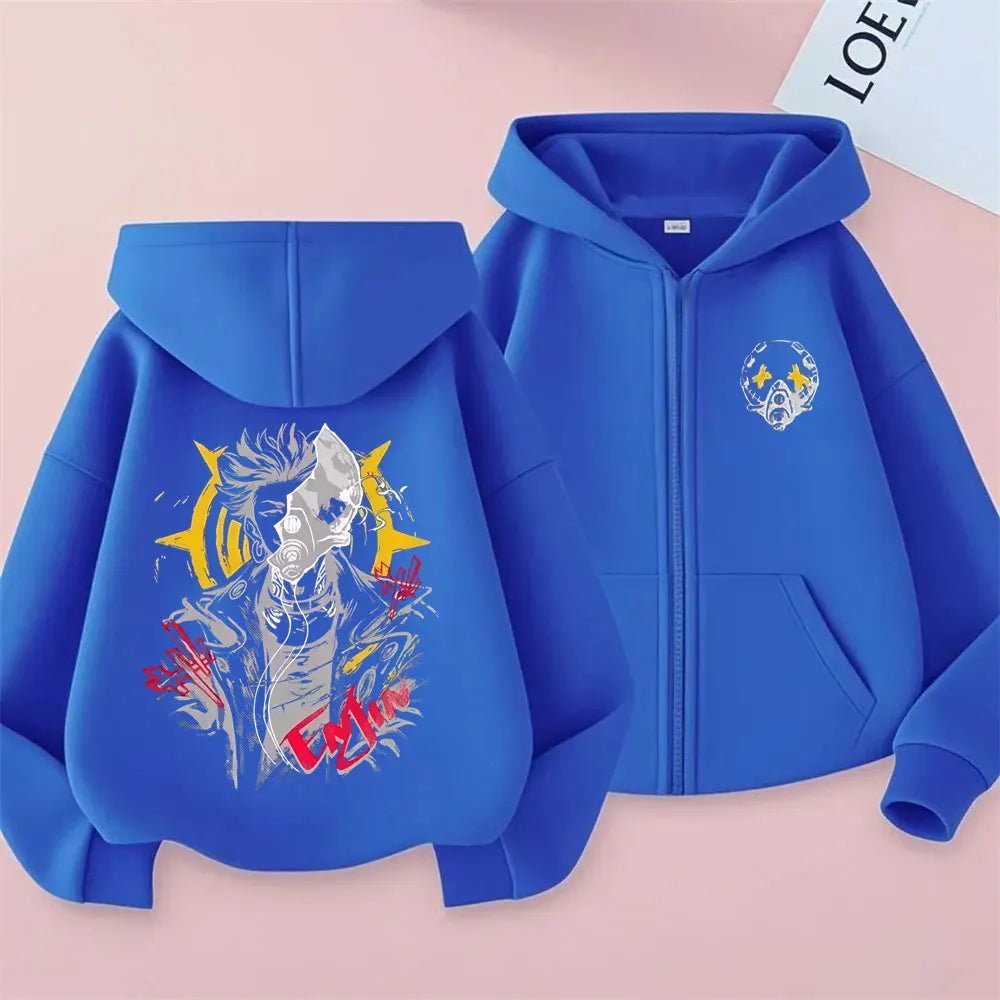 Anime Gachiakuta Enjin Blue Zipper Hoodie