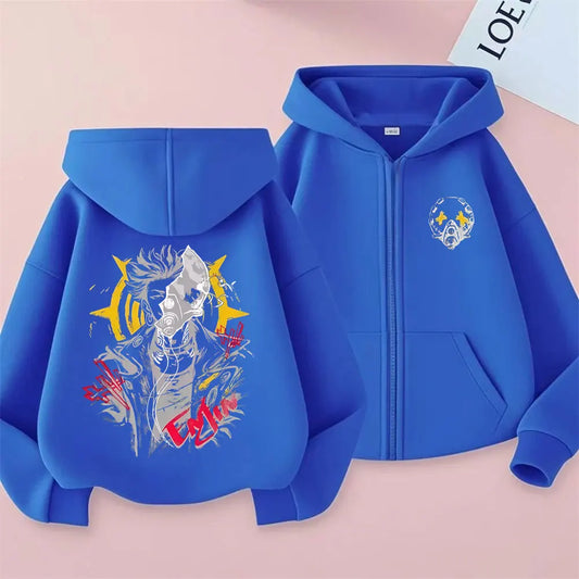 Anime Gachiakuta Enjin Blue Zipper Hoodie