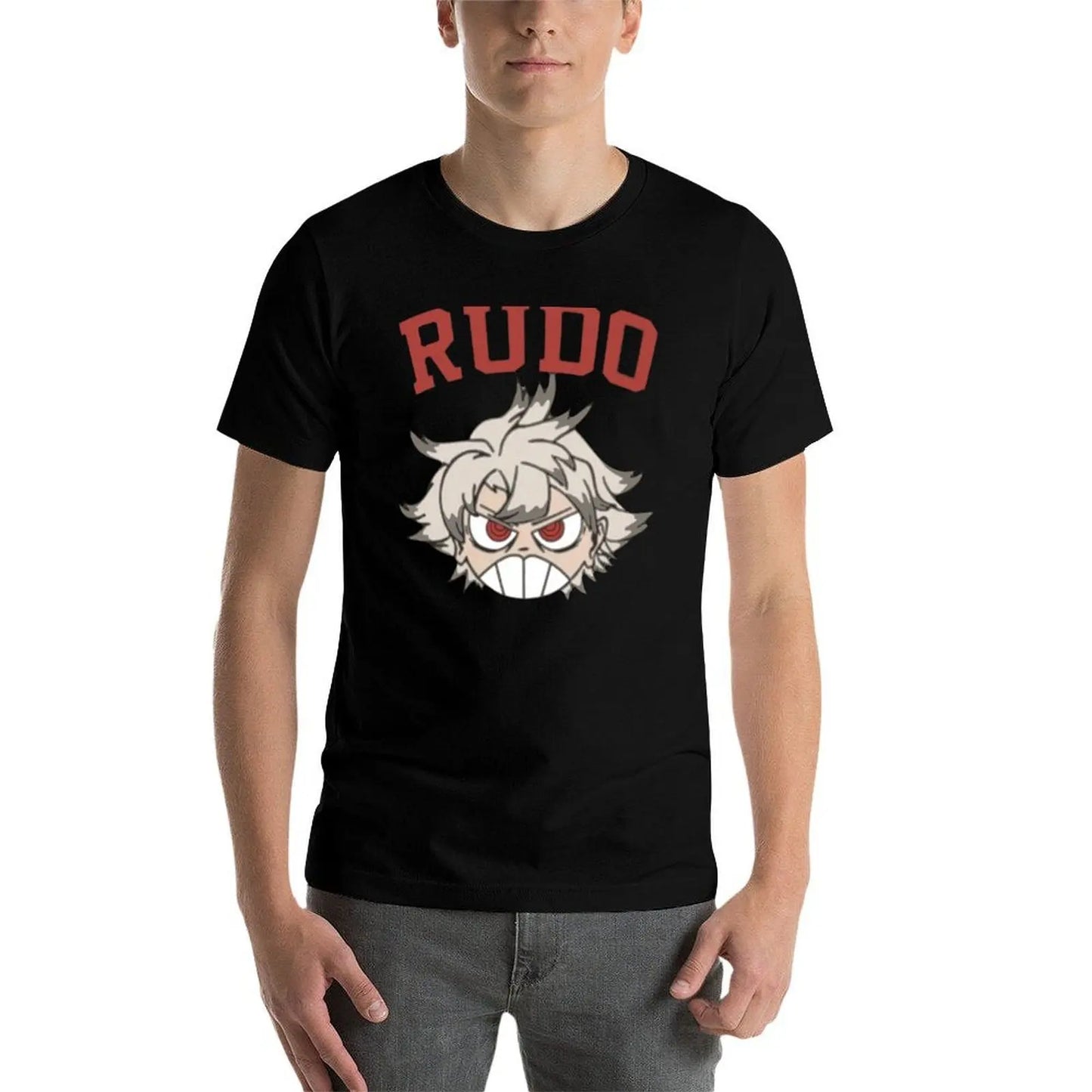 Black Anime Gachiakuta Rudo Chibi Face T-Shirt