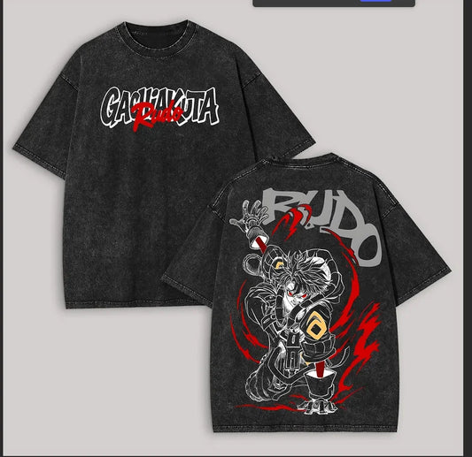 Anime Gachiakuta Rudo Action Graphic Black T-Shirt