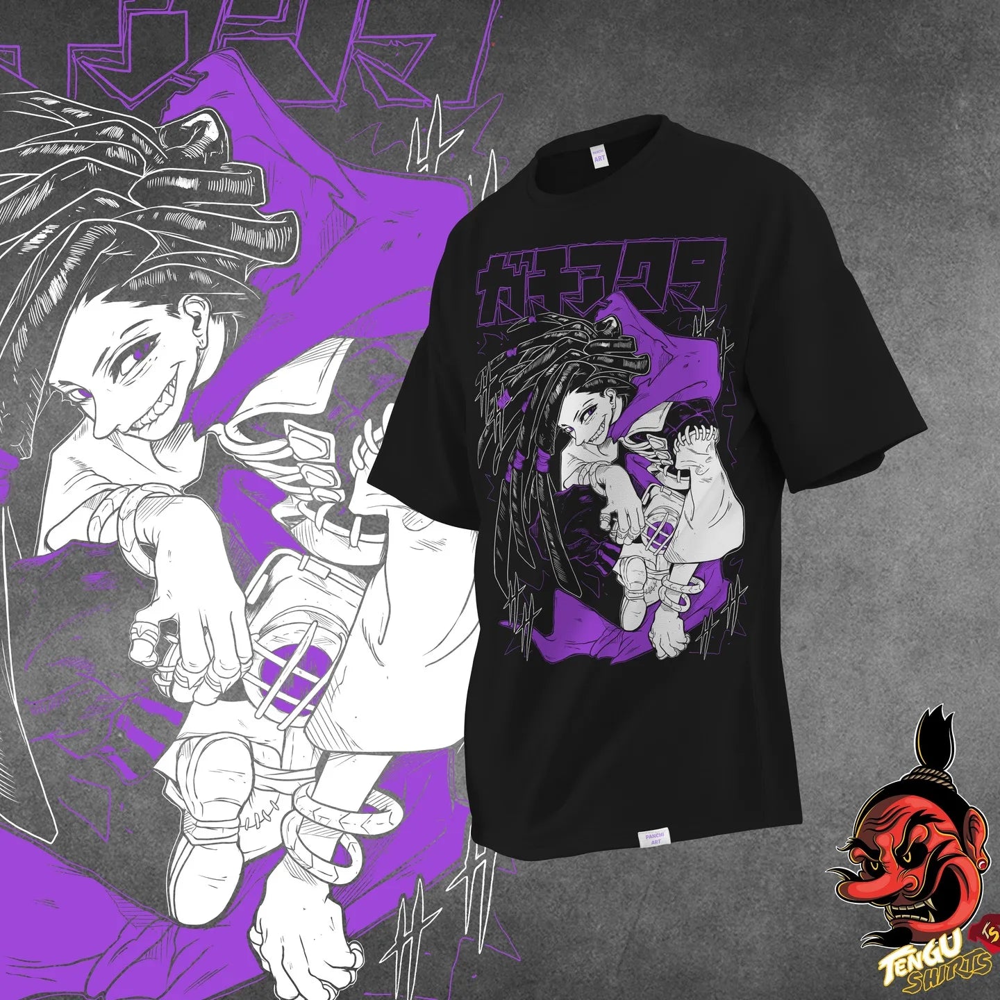 Anime Gachiakuta Jabber Wonger Black T-Shirt – Purple