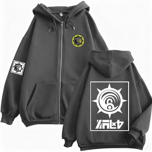 Gachiakuta Cleaner Emblem Dark Grey Zip-Up Hoodie