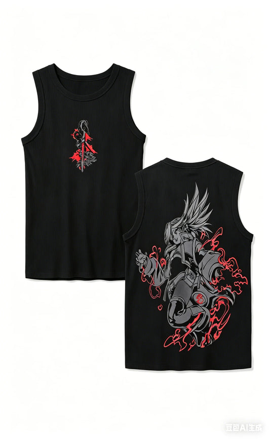 Gachiakuta Energy Riyo Reaper Black Sleeveless Tank Top
