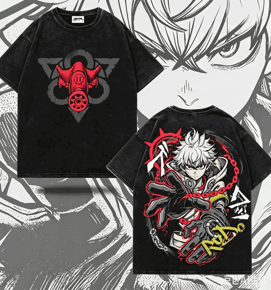 Gachiakuta Rudo Gas Mask Black Vintage T-Shirt