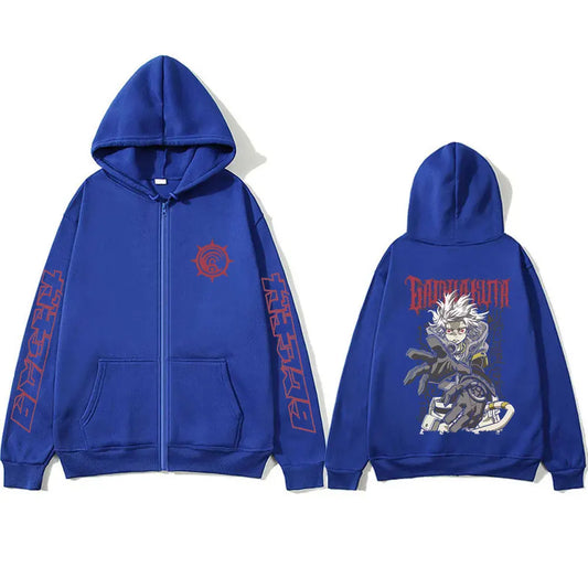 Anime Gachiakuta Rudo Graphic Blue Zipper Hoodie