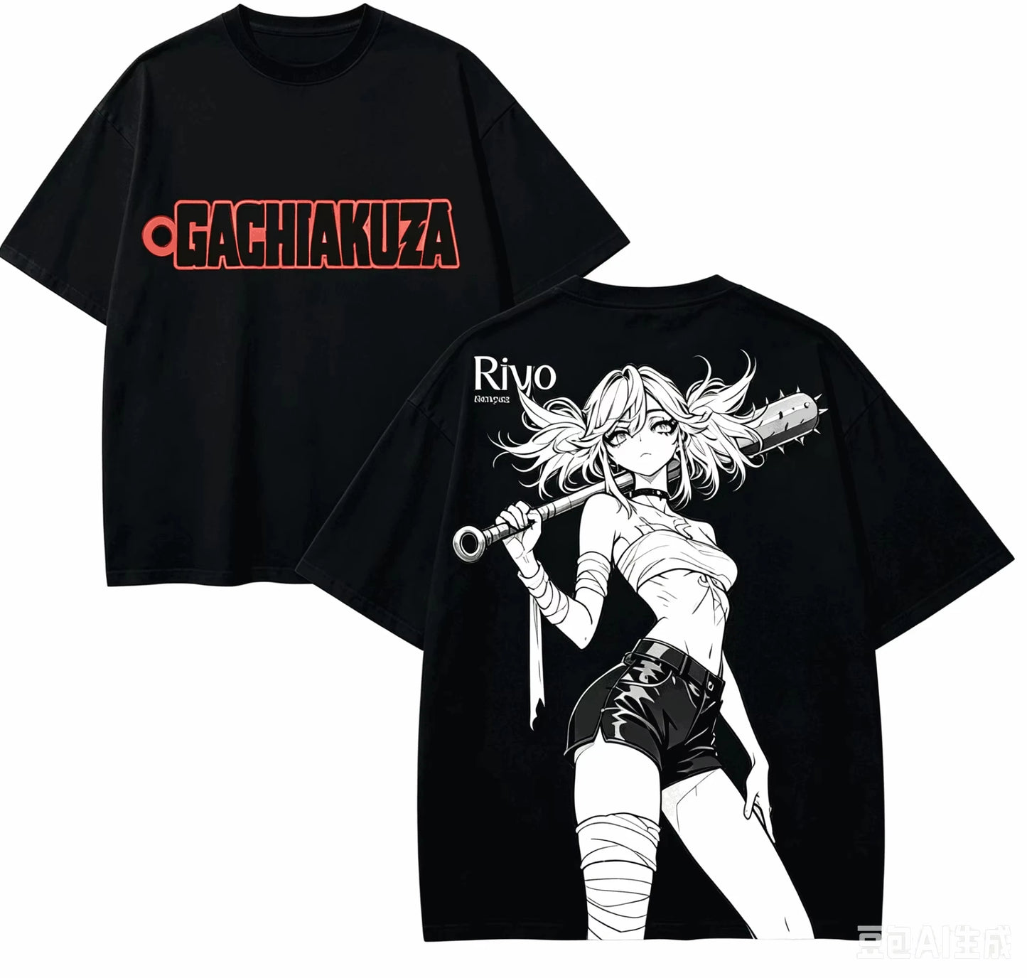 Gachiakuta Riyo Reaper Black Front & Back T-Shirt