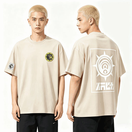 Gachiakuta Cleaner Emblem Beige Oversized T-Shirt