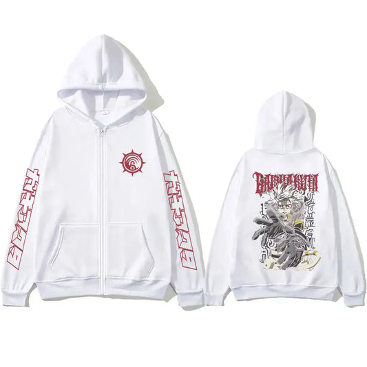 Anime Gachiakuta Rudo Graphic Gray Zipper Hoodie