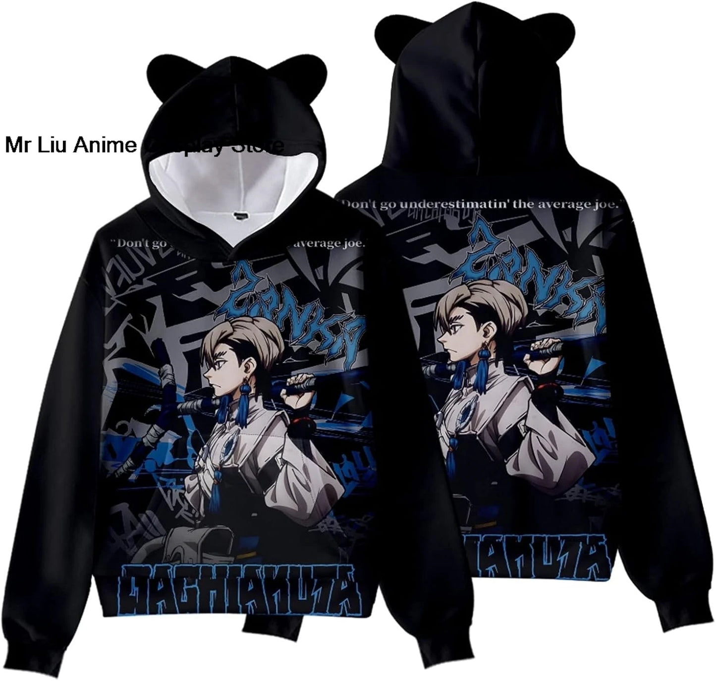 Gachiakuta Zanka Nijiku Hoodie – Bear Ear (Black & Blue)