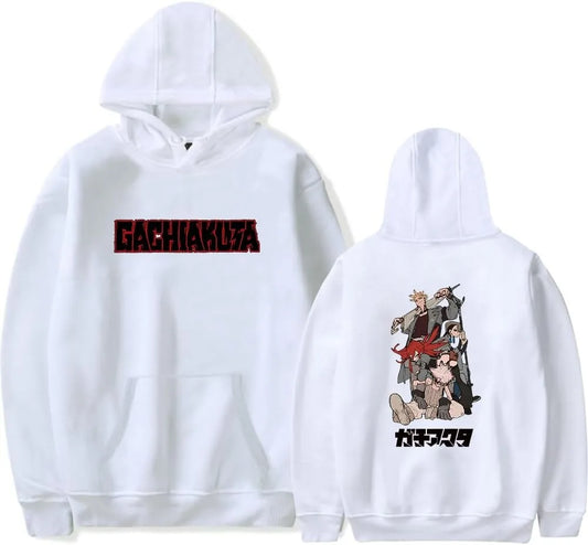 Gachiakuta White Hoodie – Rudo & The Cleaners Crew Back