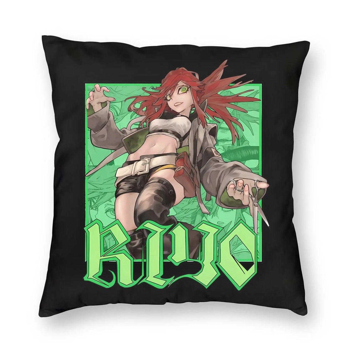 Gachiakuta Riyo Reaper Green Frame Black Cushion