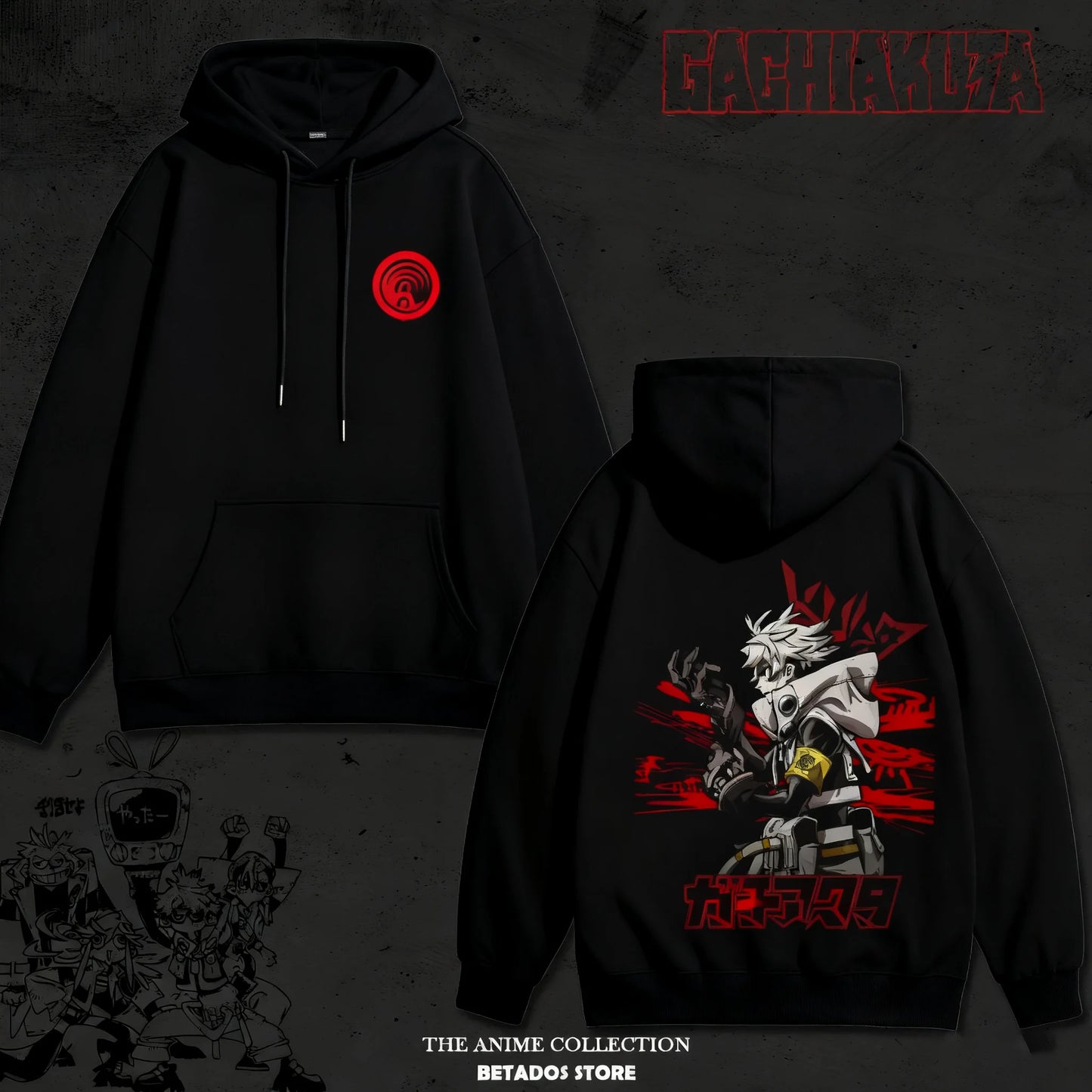 Anime Gachiakuta Rudo Power Black Hoodie
