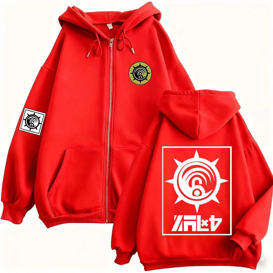 Gachiakuta Cleaner Emblem Red Zip-Up Hoodie