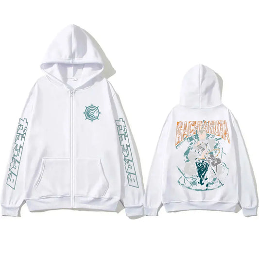 Anime Gachiakuta Zanka Nijiku White Zipper Hoodie