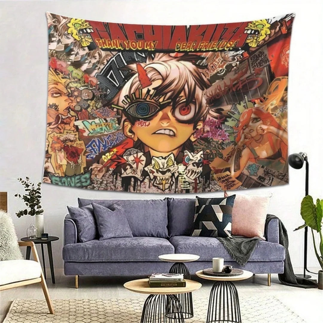 Gachiakuta Rudo Character Collage Tapestry