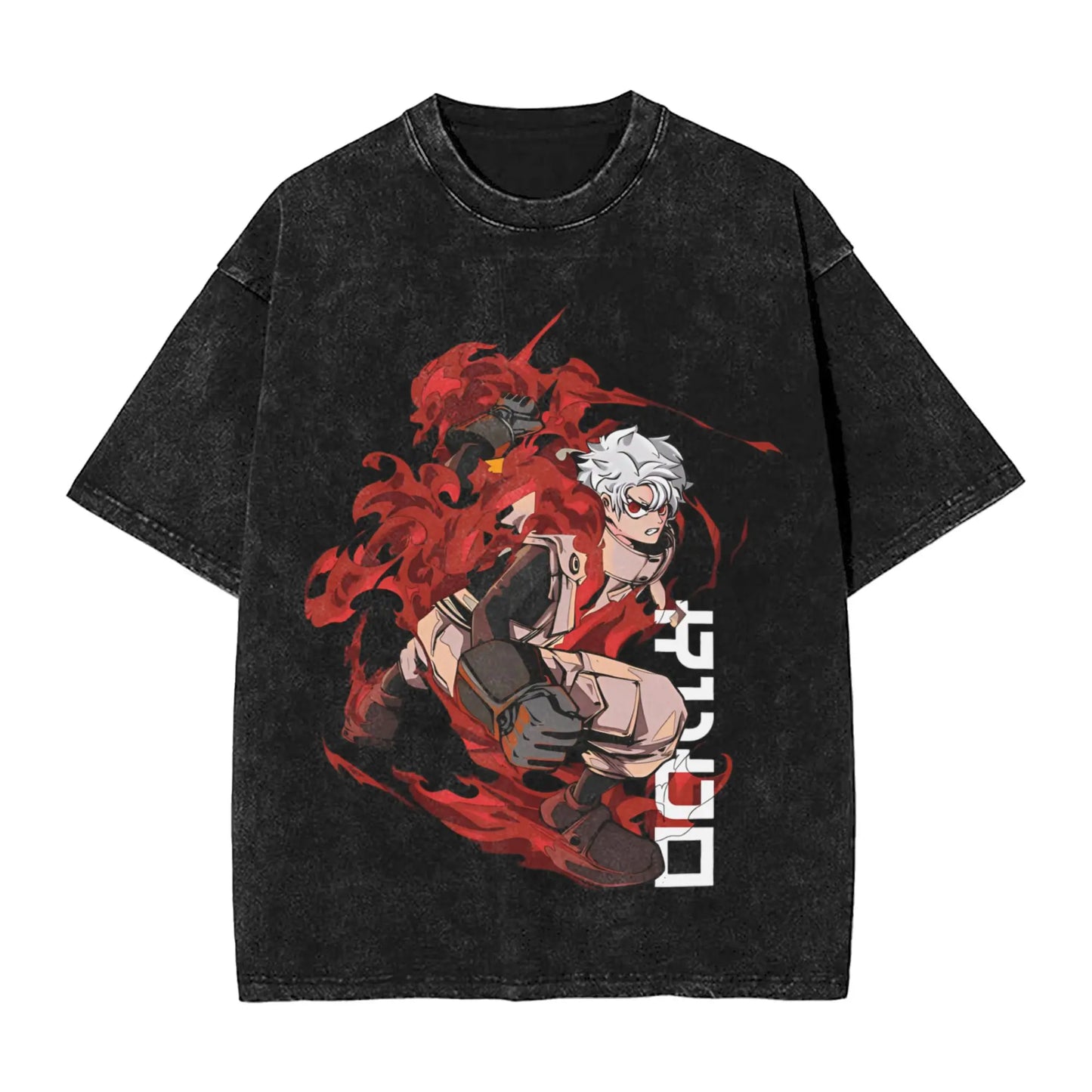 Gachiakuta Rudo Anime T Shirt Black Flame