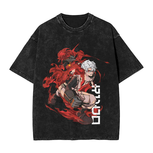 Gachiakuta Rudo Anime T Shirt Black Flame