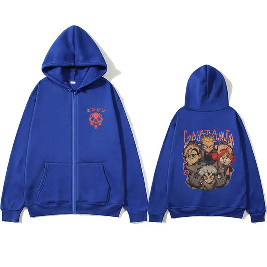 Gachiakuta Anime Team Akuta Blue Zipper Hoodie
