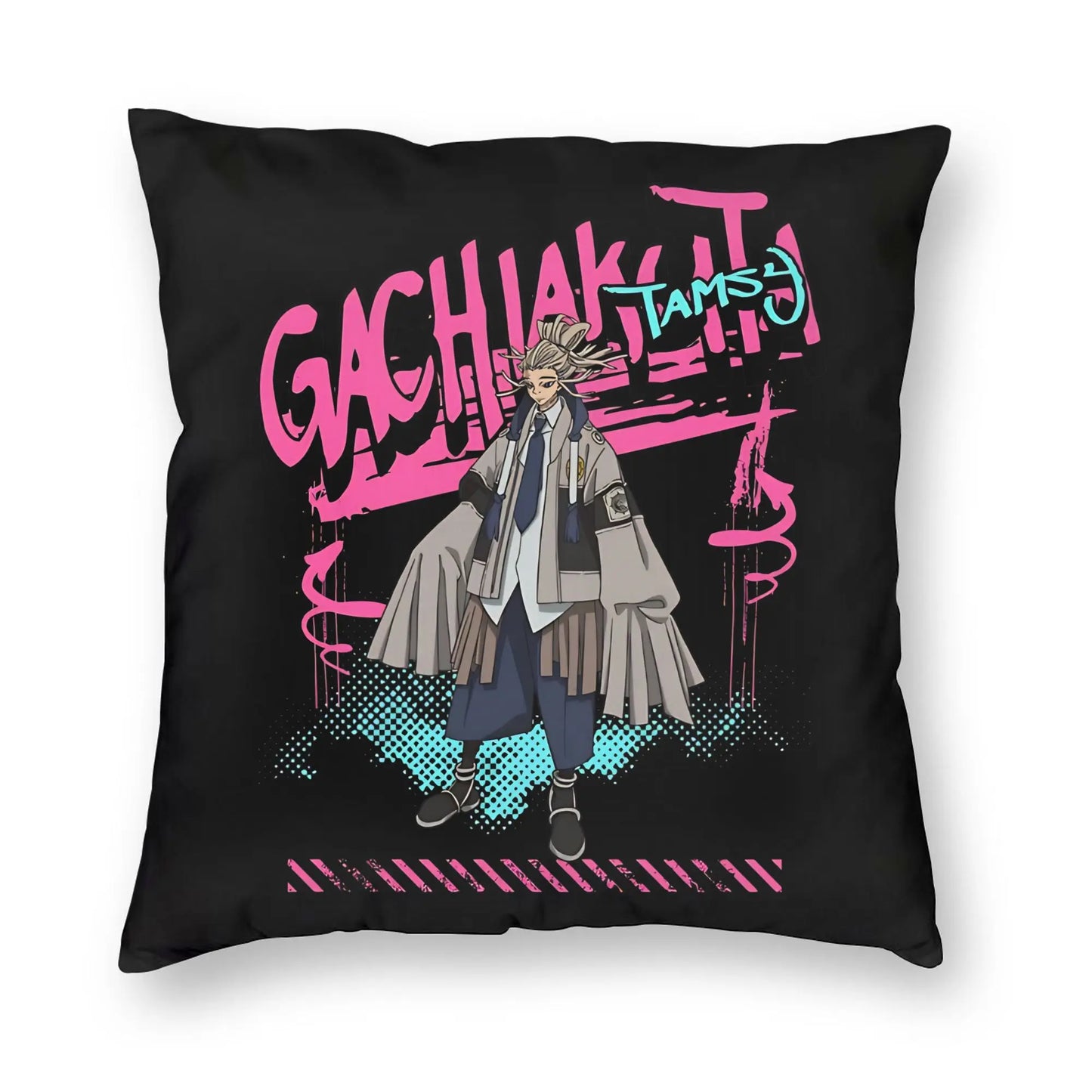 Gachiakuta Tamsy Caines Team Eager Graffiti Black Cushion