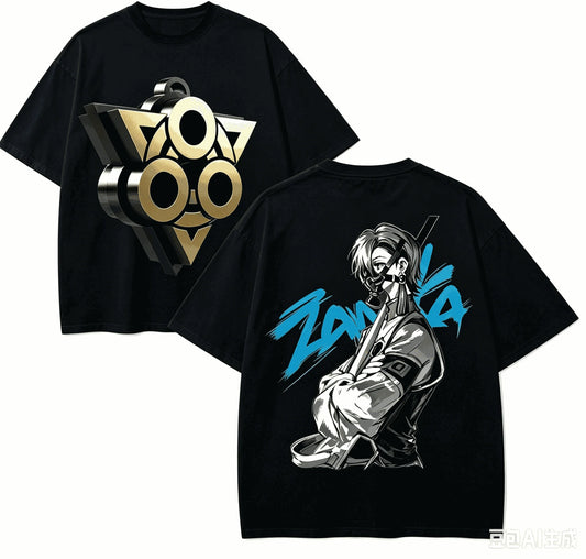 Gachiakuta Zanka Nijiku Watchman Sign Black T-Shirt