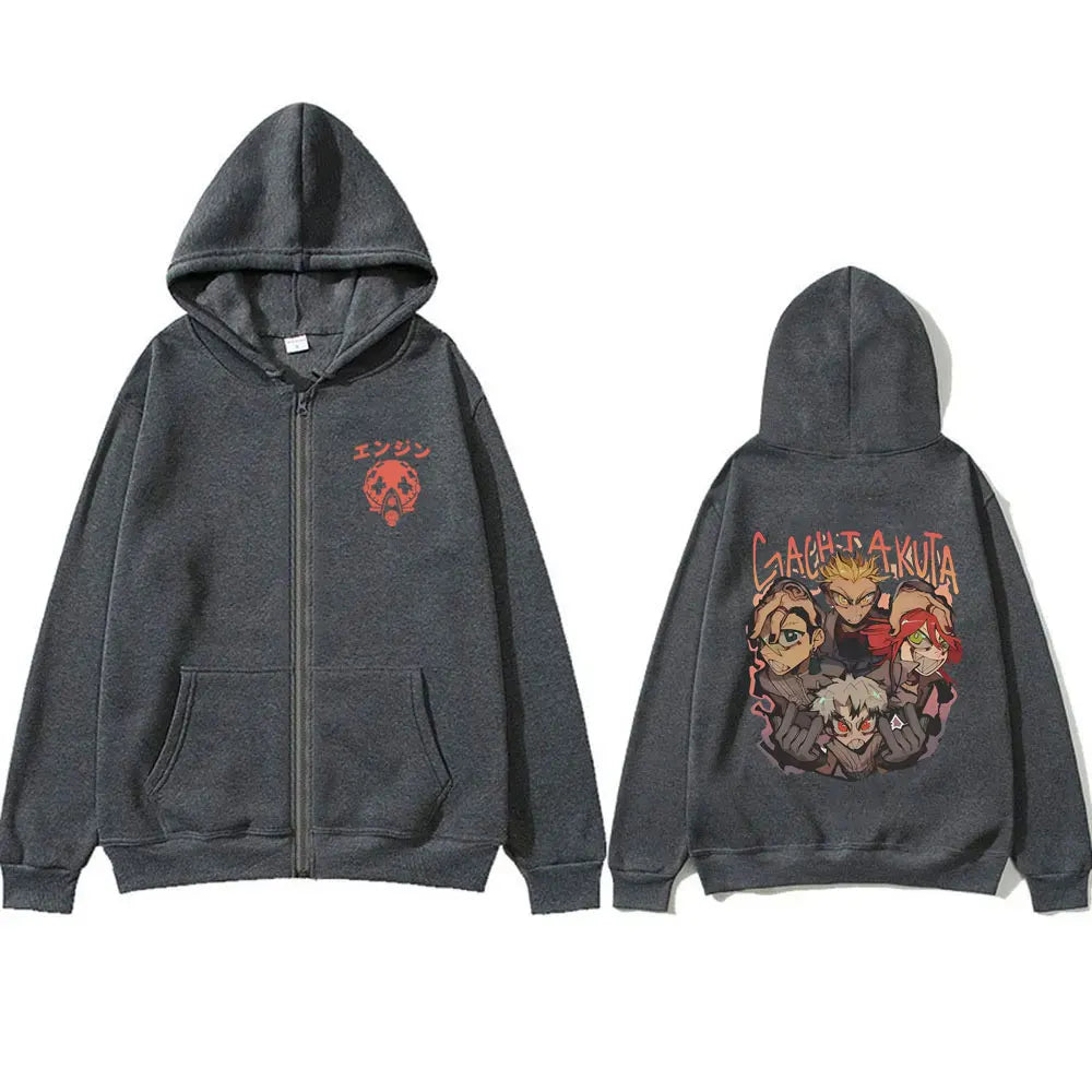 Gachiakuta Anime Team Akuta Dark Grey Zipper Hoodie