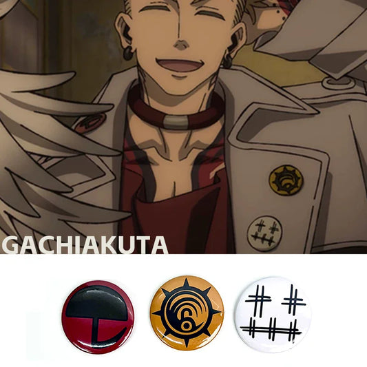 Gachiakuta Enjin Symbol Button Pin Set 58mm and 25mm