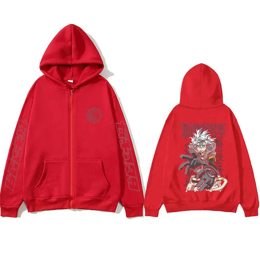 Anime Gachiakuta Rudo Graphic Red Zipper Hoodie