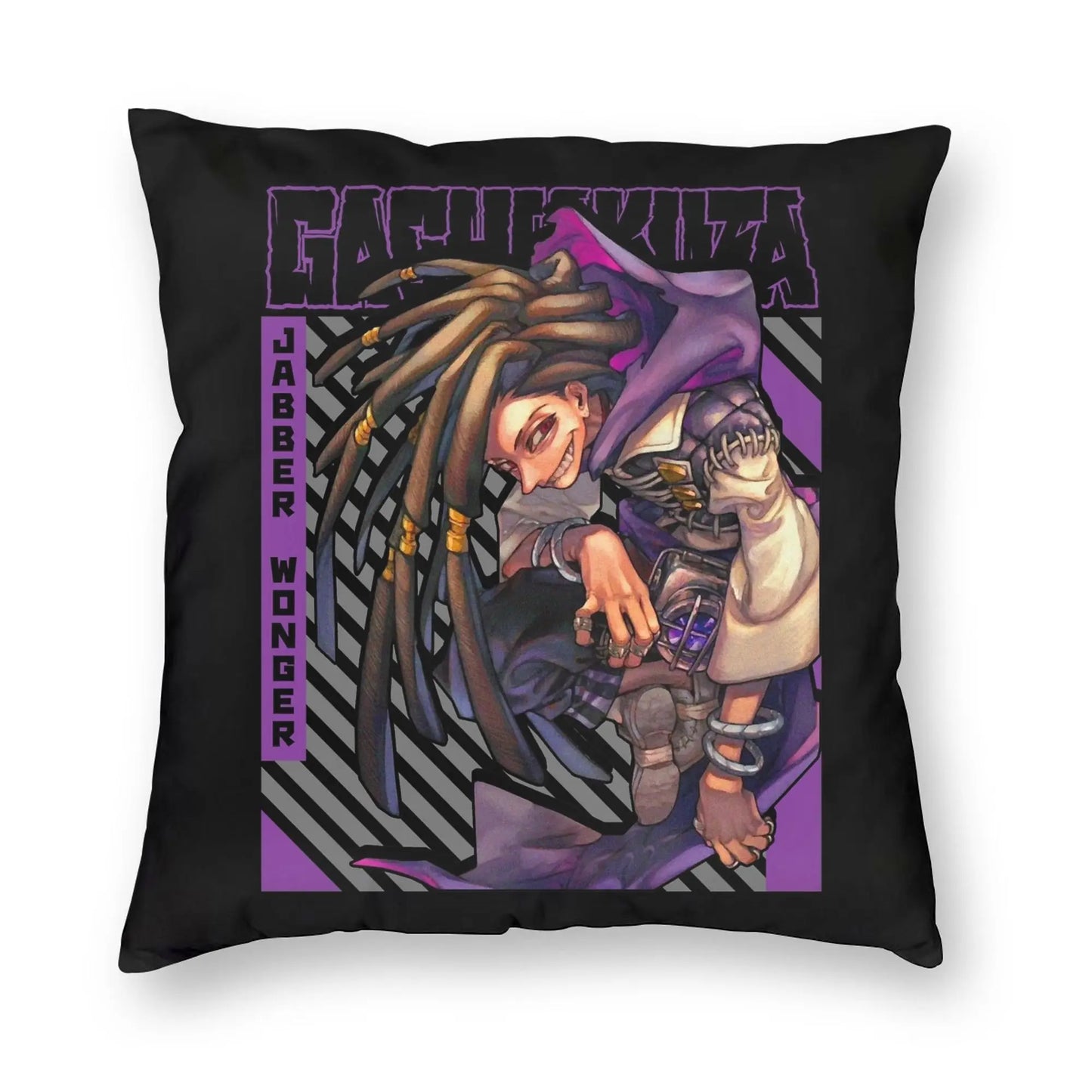 Gachiakuta Jabber Wonger Purple Frame Black Cushion