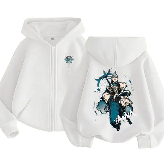 Anime Gachiakuta Zanka Nijiku White Zipper Hoodie