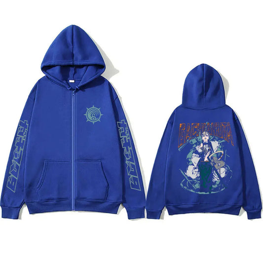 Anime Gachiakuta Zanka Nijiku Blue Zipper Hoodie