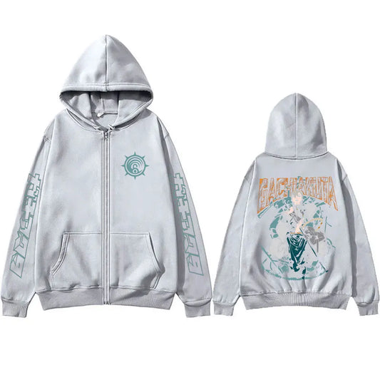 Anime Gachiakuta Zanka Nijiku Gray Zipper Hoodie