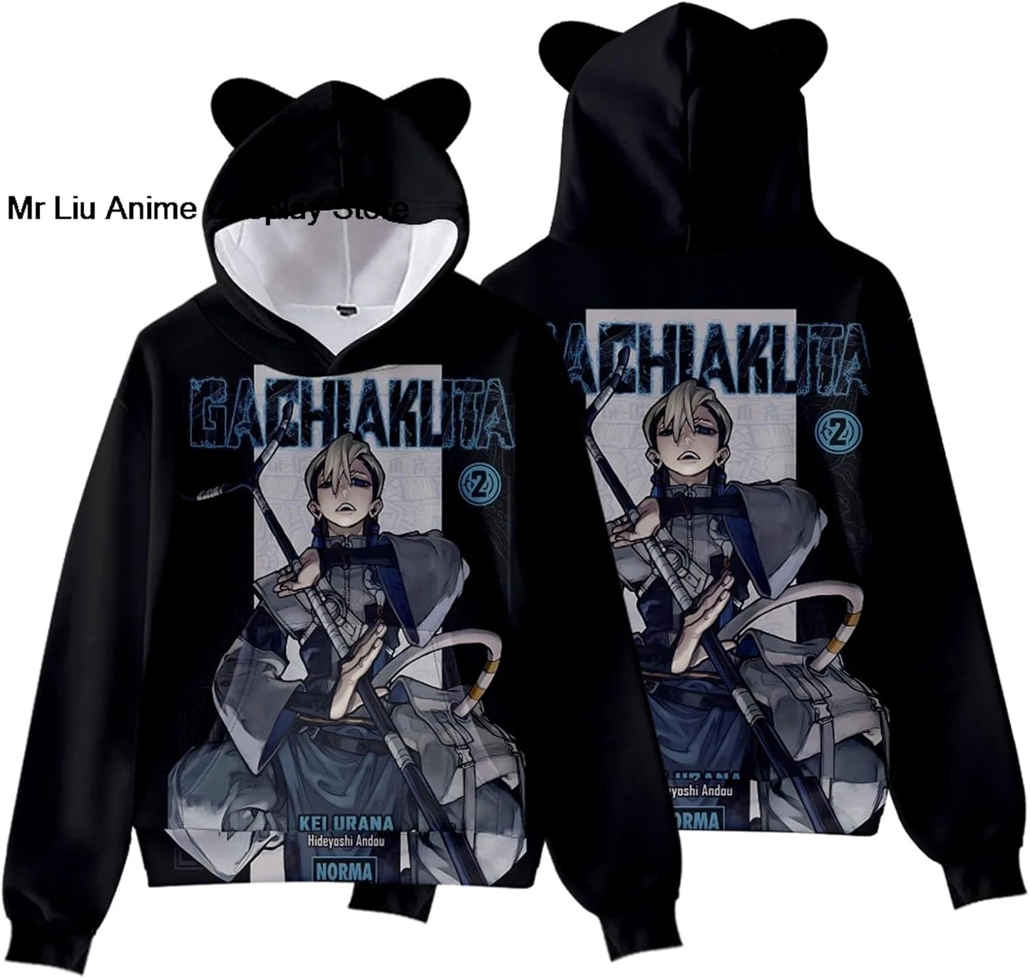 Gachiakuta Zanka Nijiku Hoodie – Bear Ear (Black & Blue)