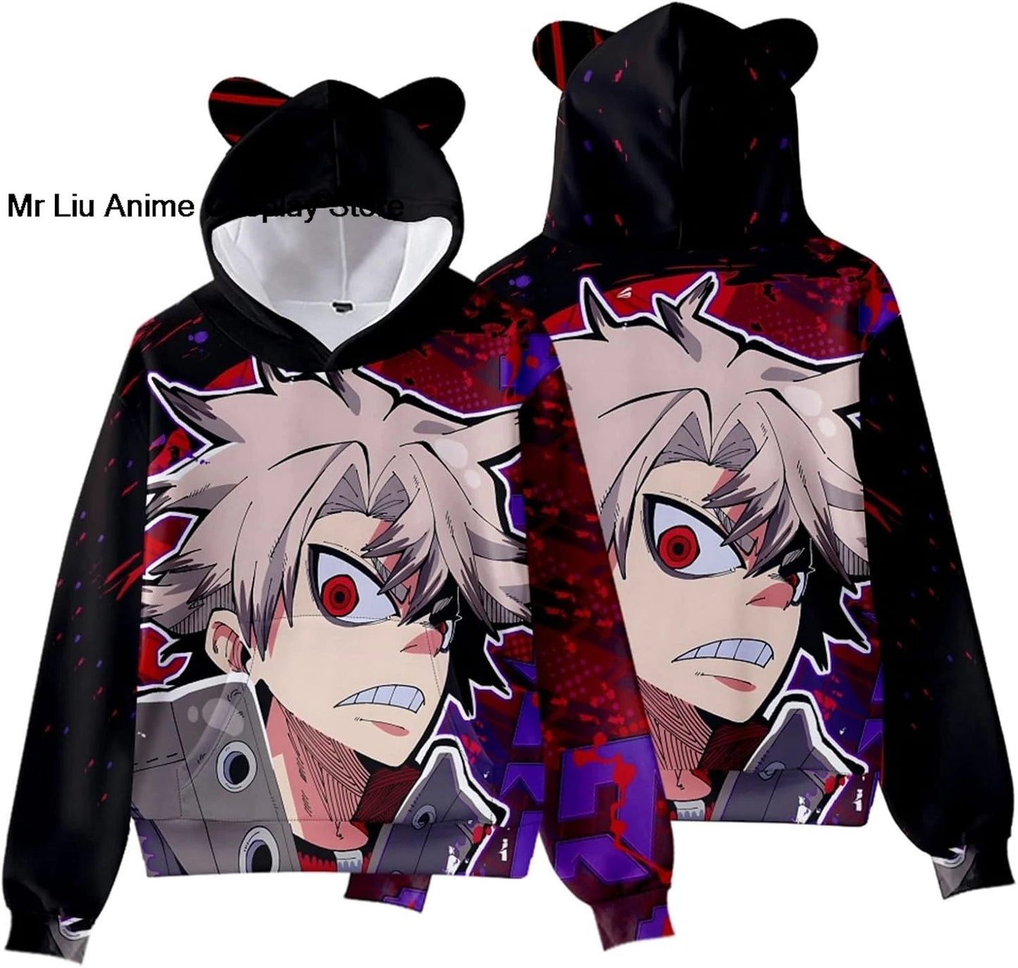 Gachiakuta Rudo Face Hoodie – Bear Ear (Black & Red)