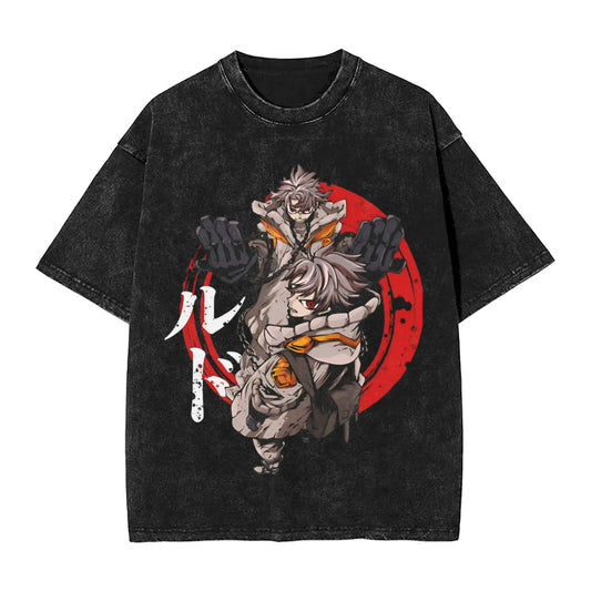 Gachiakuta Rudo Anime T Shirt Black Red Circle Design