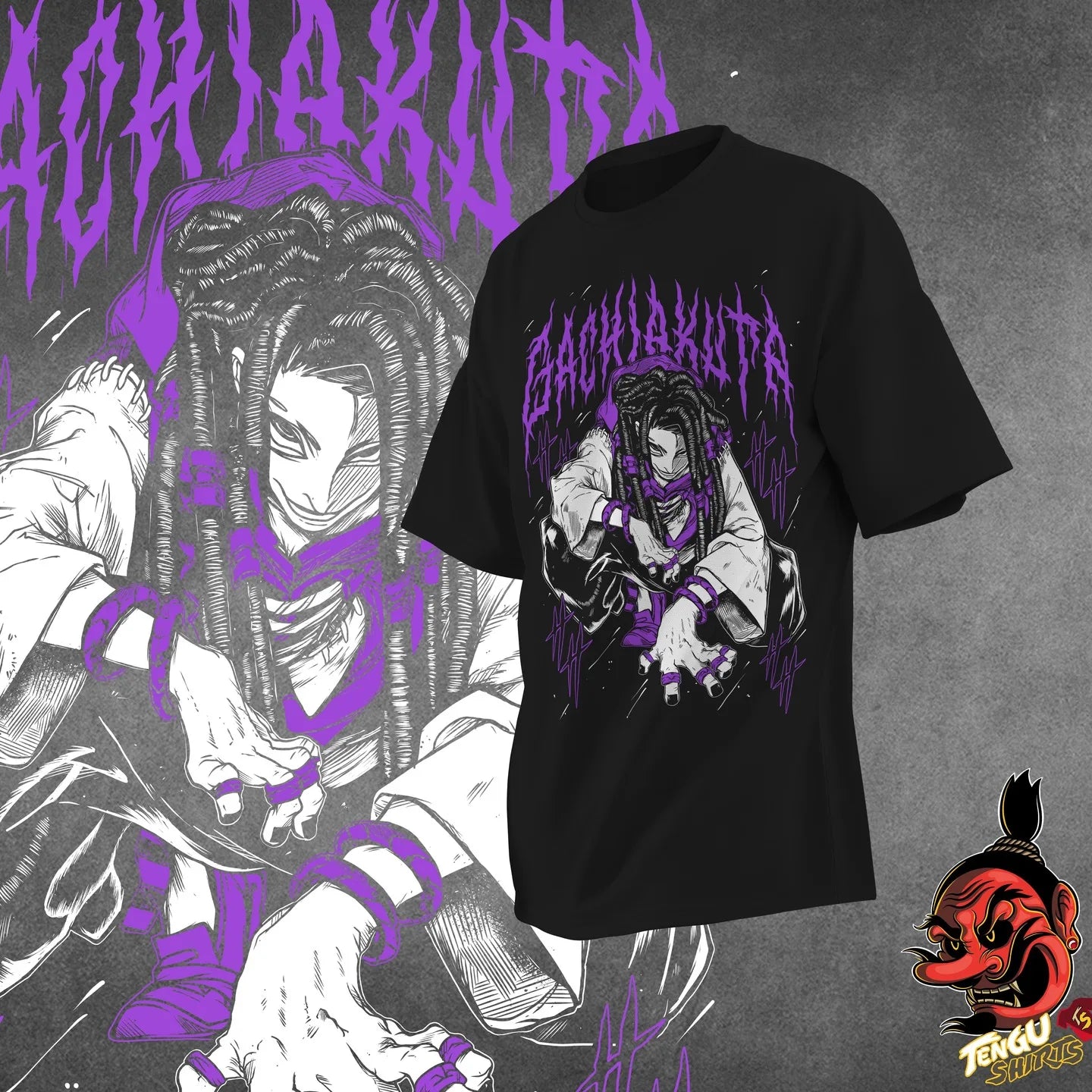 Anime Gachiakuta Jabber Wonger Black T-Shirt – Purple Graffiti