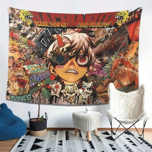 Gachiakuta Rudo Character Collage Tapestry